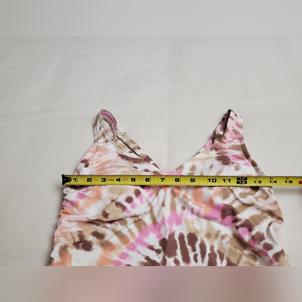 Lands End Waist Tie Tankini Swimsuit Top Tie Dye Pink Size 6 Built in Bra Summer - Picture 7 of 9